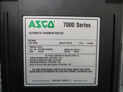 ASCO POWER 7000 Generator Sets | Iron Listing